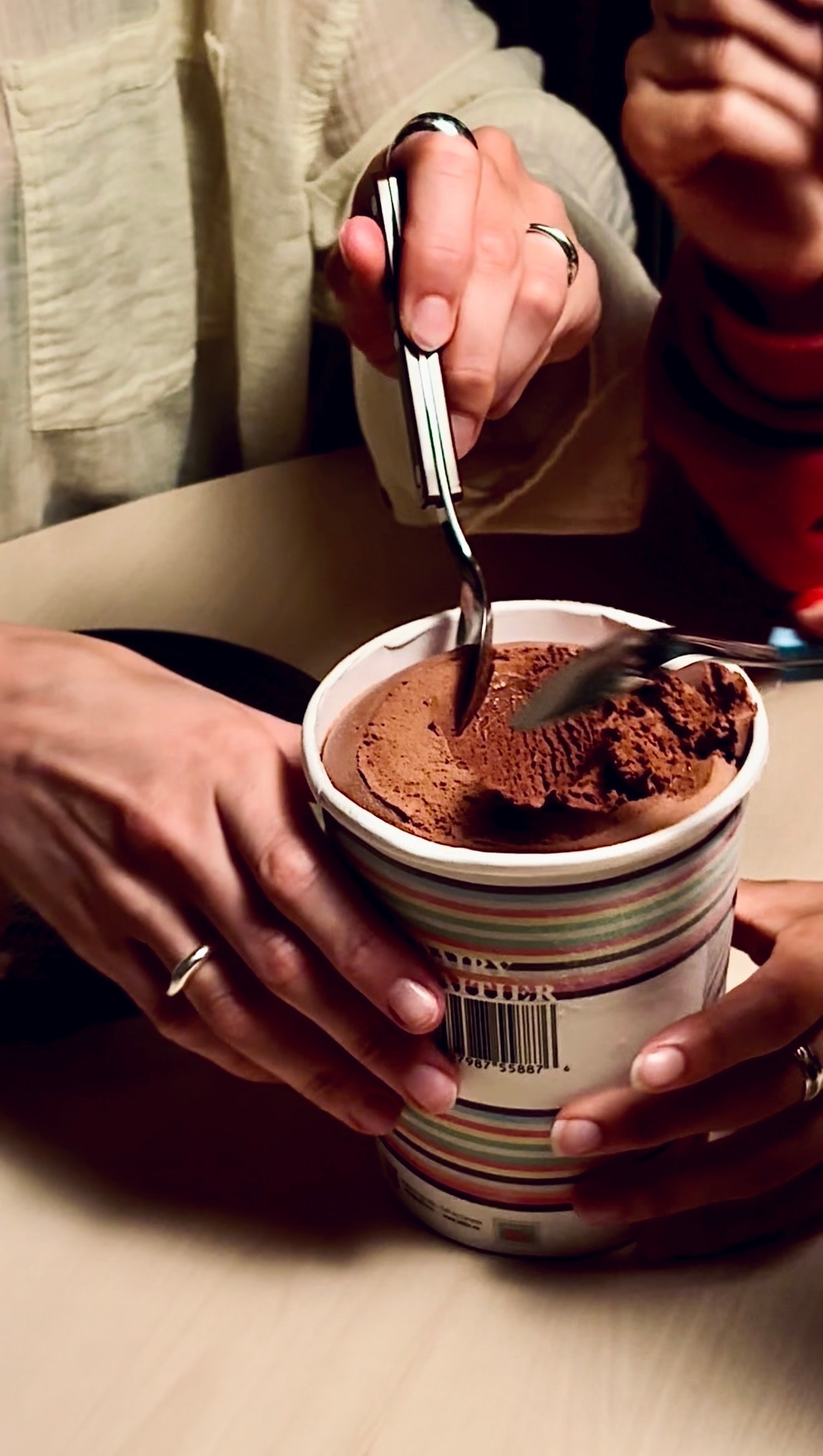 Dark chocolate frozen dessert texture